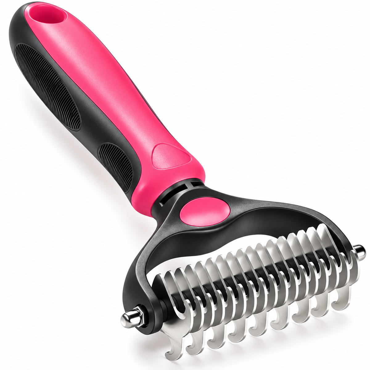 Premium 2-in-1 Stainless Steel Pet Grooming Brush – Deshedding & Detangling Comb for Dogs & Cats