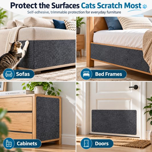 Self-Adhesive Cat Scratching Mat – Sofa & Furniture Protector