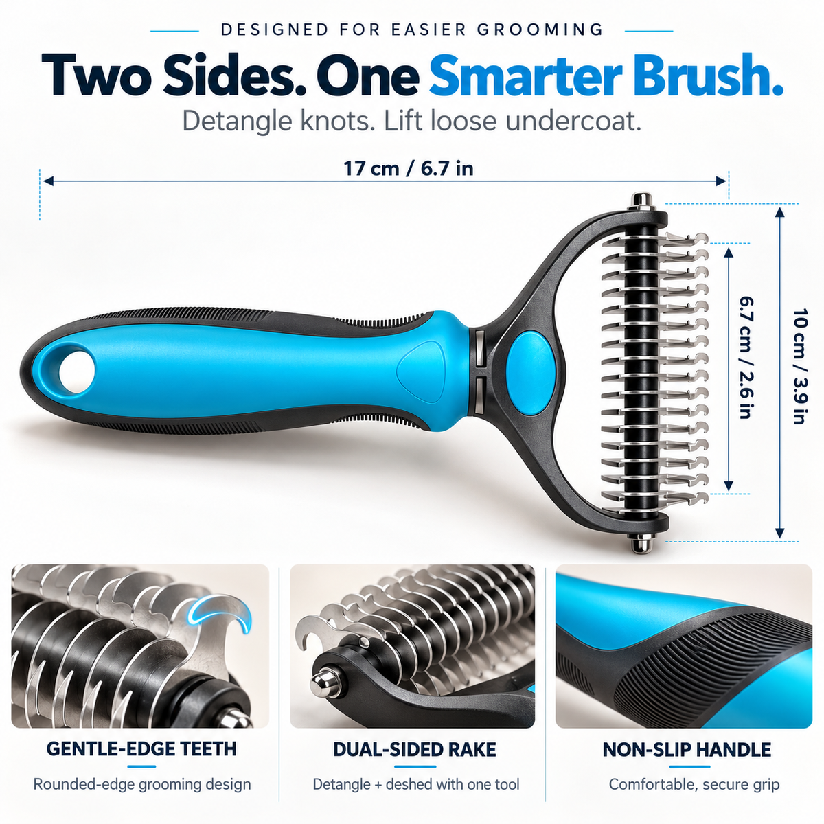 Premium 2-in-1 Stainless Steel Pet Grooming Brush – Deshedding & Detangling Comb for Dogs & Cats