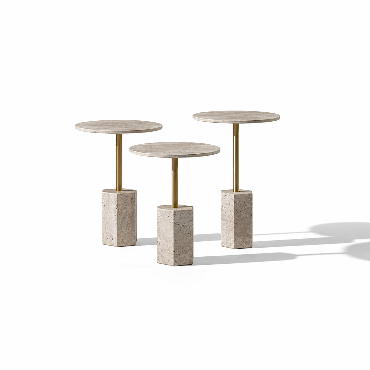 MASRID PS-109 Travertine Luxe Side Table