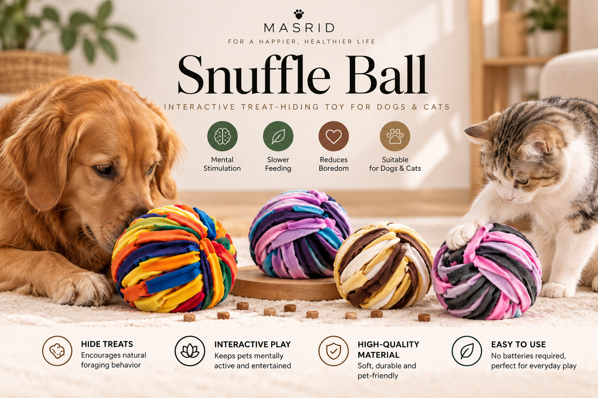 MASRID Snuffle Ball – Interactive Treat-Hiding Toy for Dogs & Cats
