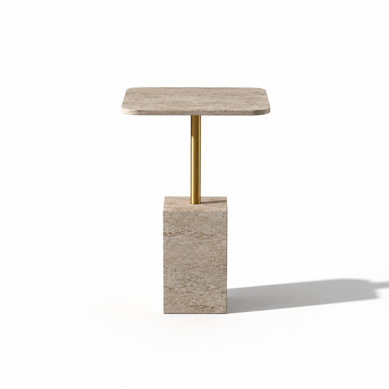 MASRID PS-109 Travertine Luxe Side Table
