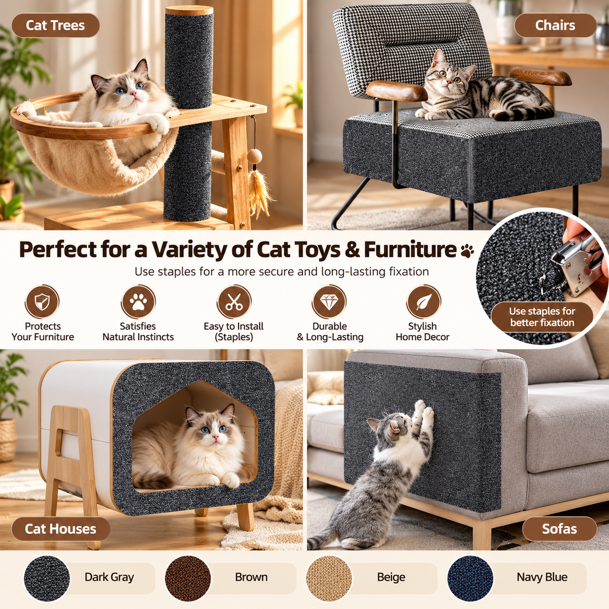 Self-Adhesive Cat Scratching Mat – Sofa & Furniture Protector