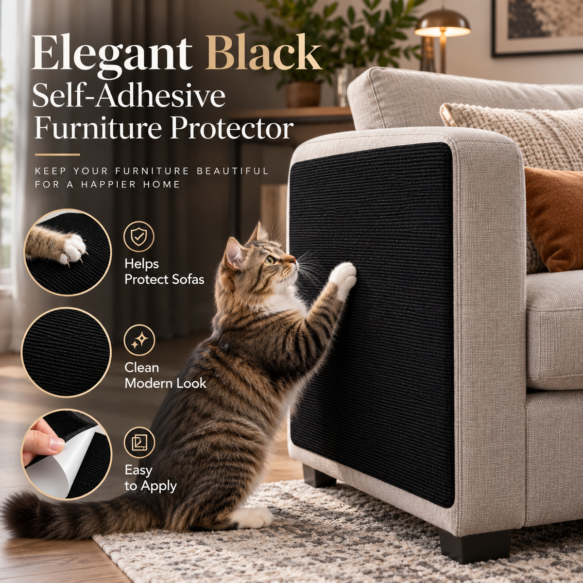 Self-Adhesive Cat Scratching Mat – Sofa & Furniture Protector