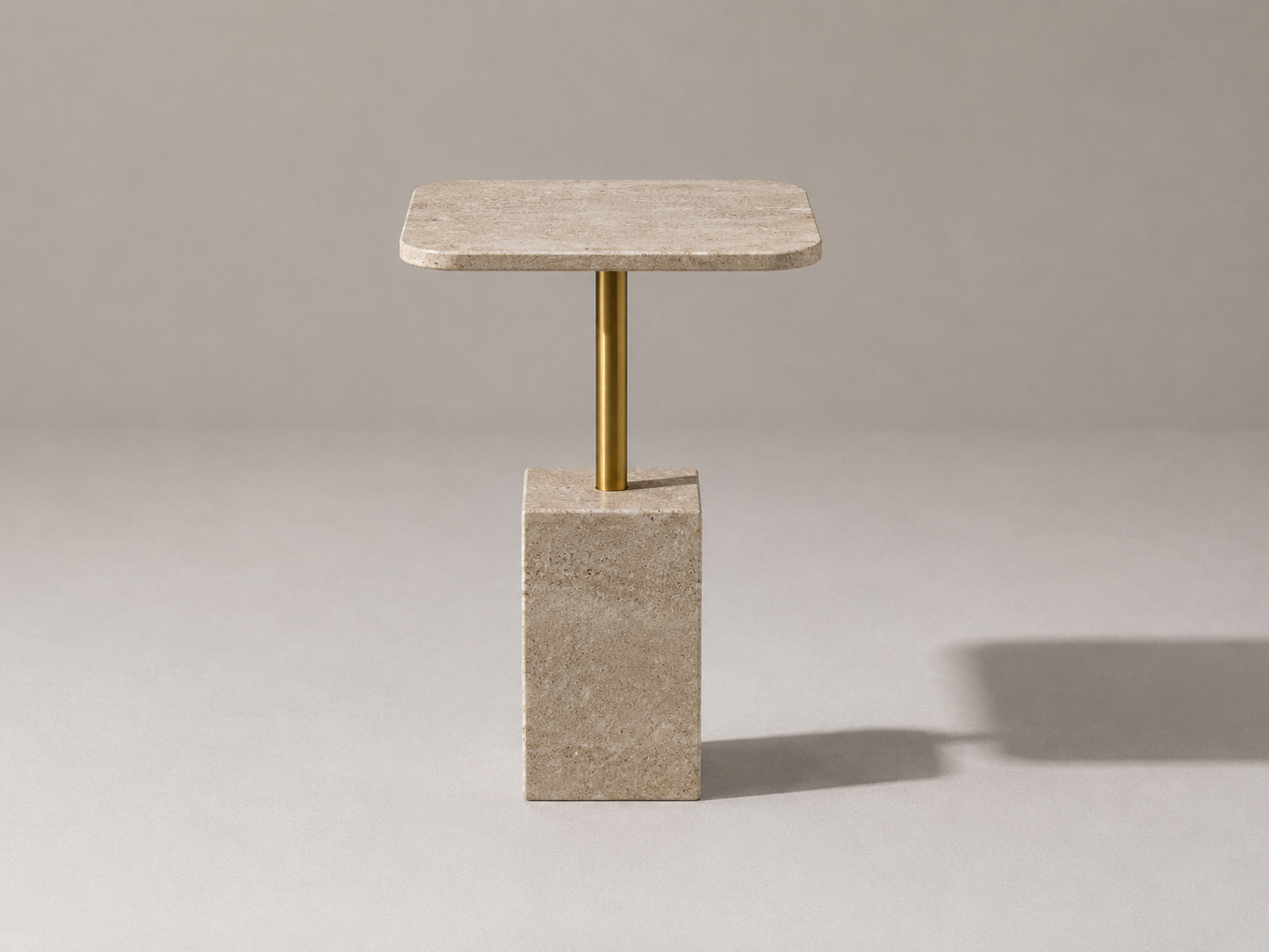 MASRID PS-109 Travertine Luxe Side Table