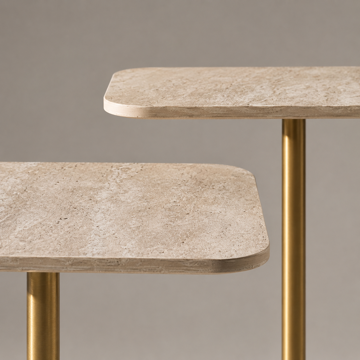 MASRID PS-109 Travertine Luxe Side Table