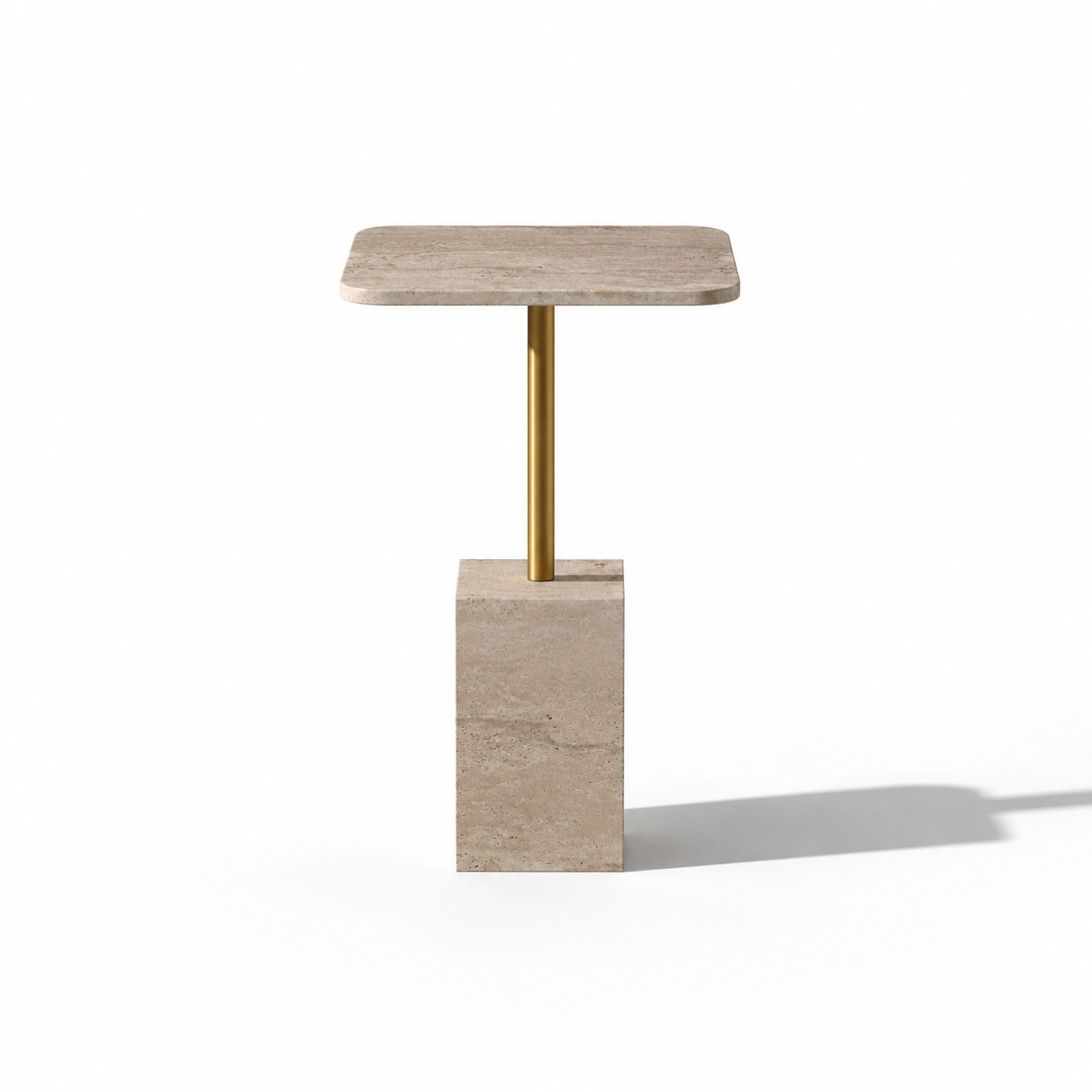 MASRID PS-109 Travertine Luxe Side Table