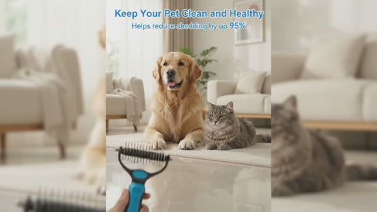 Premium 2-in-1 Stainless Steel Pet Grooming Brush – Deshedding & Detangling Comb for Dogs & Cats